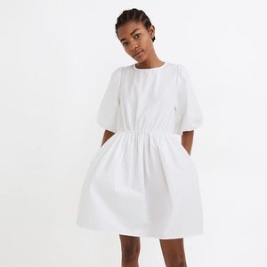 Madewell poplin crewneck bubble sleeve mini dress